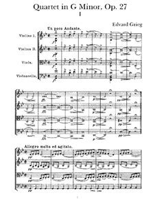 String Quartet In G Minor Op By E Grieg Sheet Music On Musicaneo