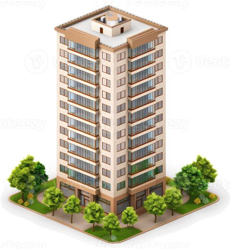 Urban high-rise apartment complex with landscaped grounds. 60727301 PNG