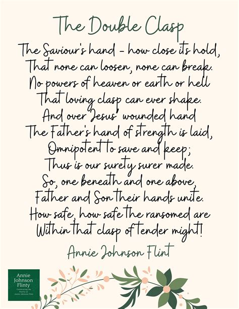 Printable Poem Annie Johnson Flint The Double Clasp Cream Poetry Print Inspirational Wall Art