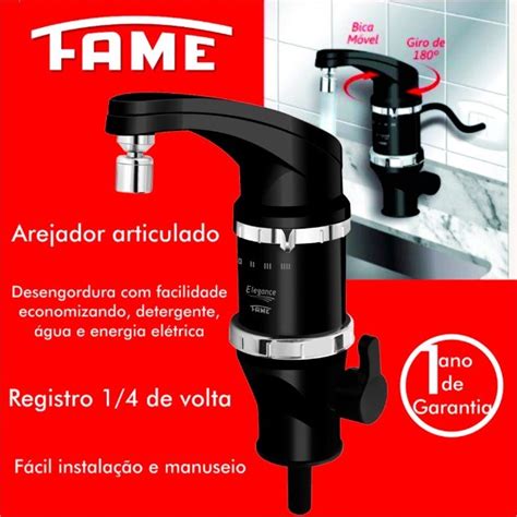 Torneira Elétrica Elegance de Bancada 4 Temperaturas 4800W 127V Preta