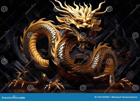 Radiant Spectacle Golden Asian Dragon In Exquisite Posture A 3D