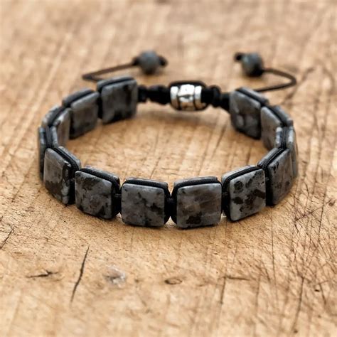 Mm Square Labradorite Natural Stone Braided Bracelet Bohemia Punk