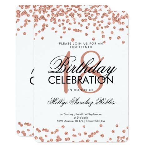 Elegant 18th Birthday Rose Gold Glitter Confetti Invitation Artofit