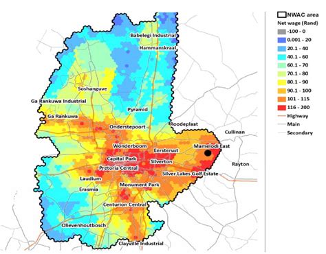 Mamelodi East (BRT feeder and trunk) net wage surface. Source: Authors ...