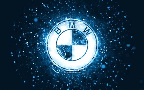 Download Wallpapers Bmw Blue Logo 4k Blue Neon Lights Creative Blue