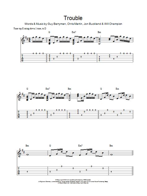 Trouble by Coldplay - Guitar Tab - Guitar Instructor