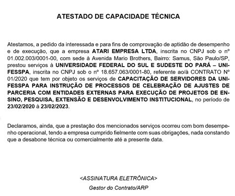 Modelo De Atestado De Capacidade T Cnica