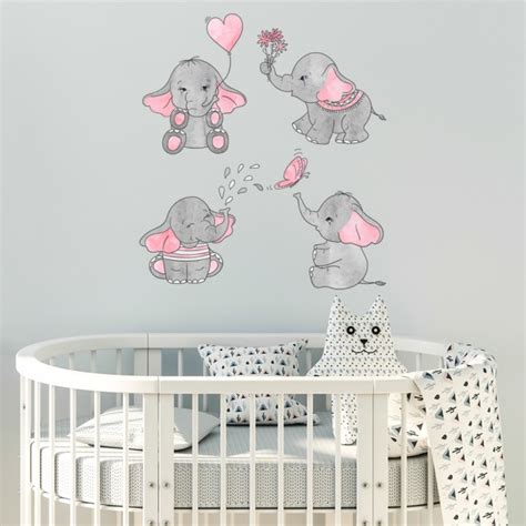 Baby Elephants Nursery Wall Sticker Set