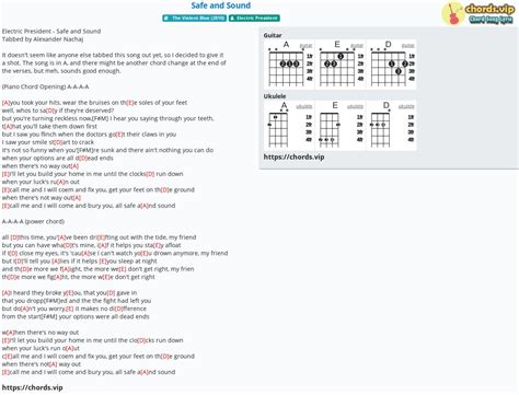 Chord: Safe and Sound - Electric President - tab, song lyric, sheet, guitar, ukulele | chords.vip