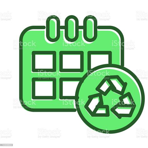 Recycling Calendar Schedule With Recycling Symbol Icon Editable Stroke