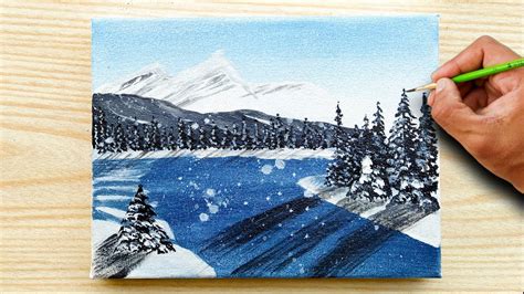 How To Paint Winter Mountain Acrylic Painting For Beginners How To