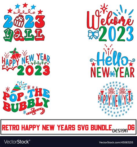 Retro happy new year svg bundle Royalty Free Vector Image