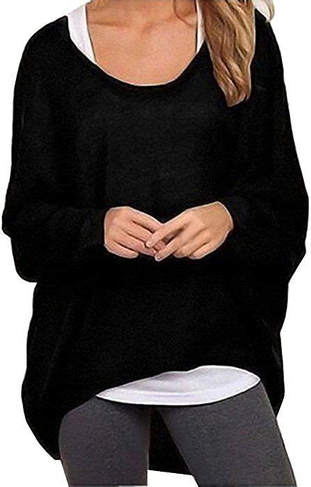 Uget Women S Casual Oversized Baggy Off Shoulder Shirts Pullover Tops