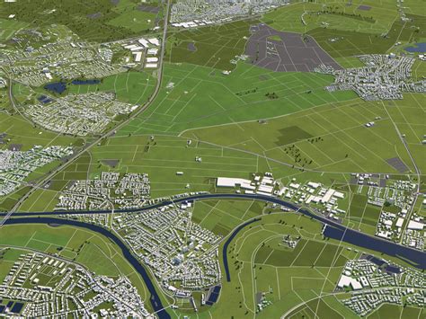 Mapa De La Ciudad De Mannheim Alemania 50x50km Modelo 3D 149