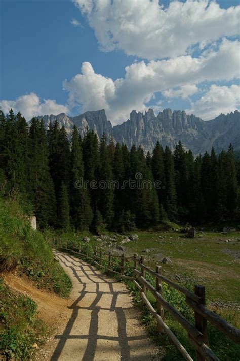 Road Of The Hiking At Lago Di Carezza Karersee Dolomites Italian S