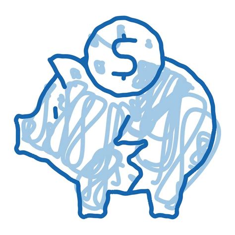 Chopped Piggy Bank Doodle Icon Hand Drawn Illustration 17801594 Vector