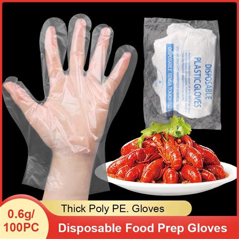 Disposable Food Prep Gloves 100 Piece Plastic Food Safe Disposable