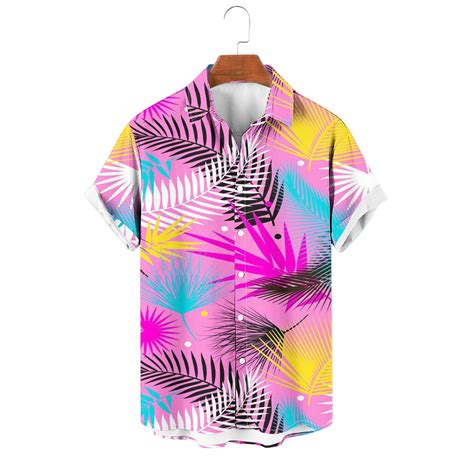 Waenqinla Mens Hawaiian Shirts Summer Tropical Palm Tree Print Beach