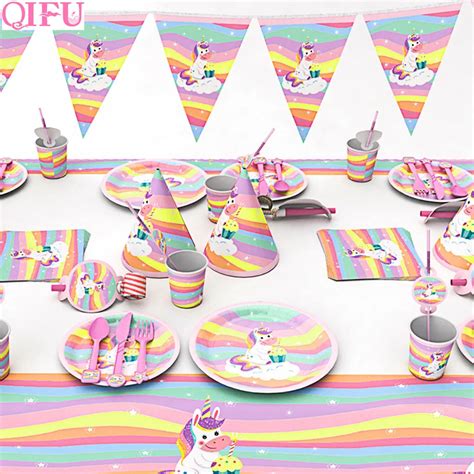 QIFU Pink Unicorn Party Supplies Unicorn Birthday Decorations Unicorn ...