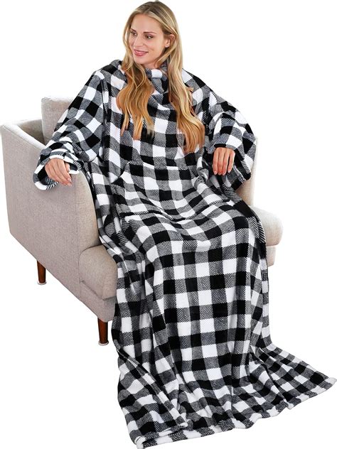 Amazon.com: Solaris Wearable Blanket with Sleeves for Adults, Softness Comfort Warmth Fleece ...