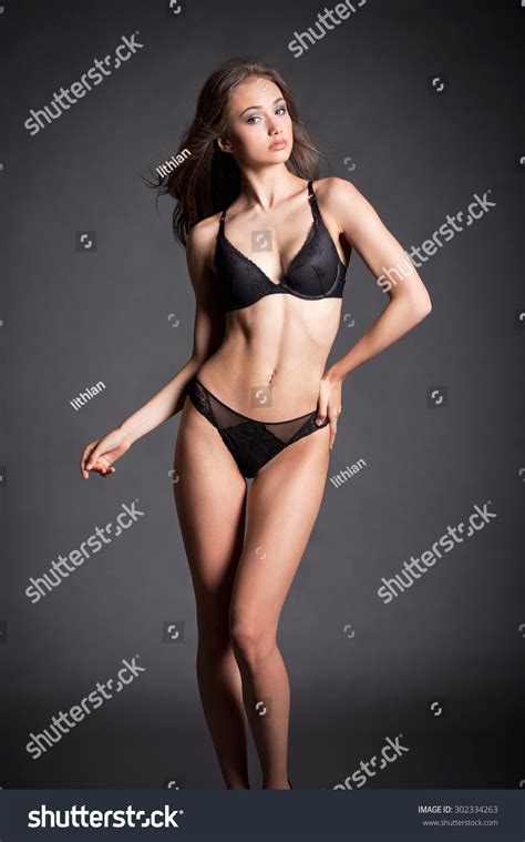 Portrait Fit Slender Sensual Lingerie Brunette Stock Photo Shutterstock