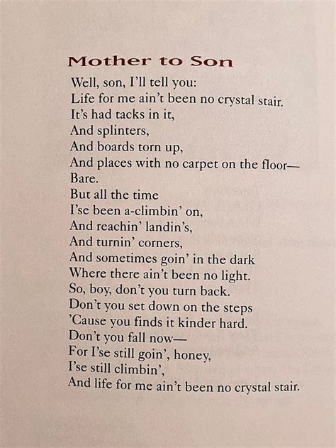 Mother To Son Poem Son Poems Poetry Words Words