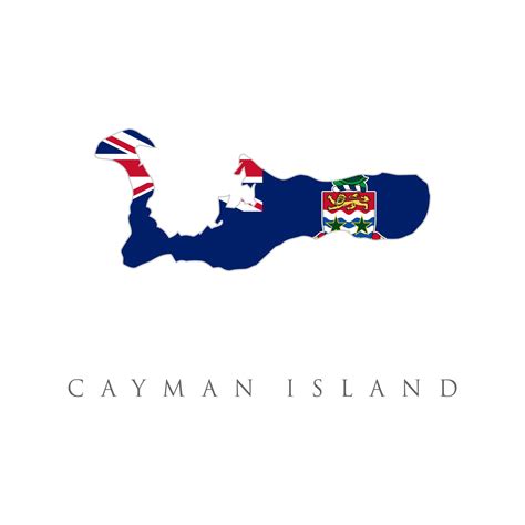 cayman island detailed map with flag of country. national flag isolated