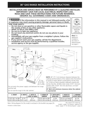 Electrolux E36GF76JPS1 Gas Range installation Guide | Manualzz