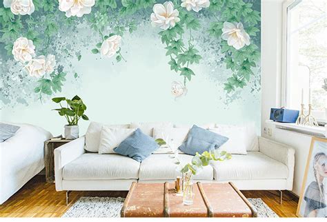 Flowers Leaves 3D Wallpaper Wall Mural Floral Wallpaper Roll - Etsy