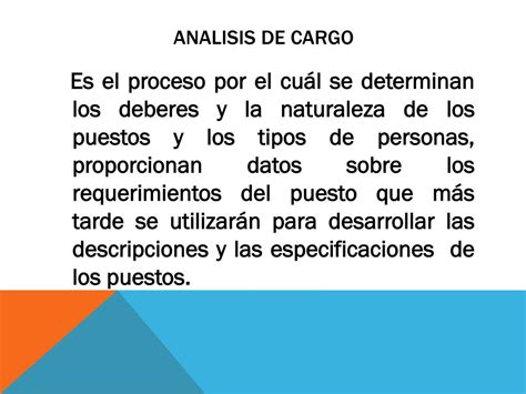 PPT ANALISIS Y DESCRIPCIÓN DE CARGOS PowerPoint Presentation free