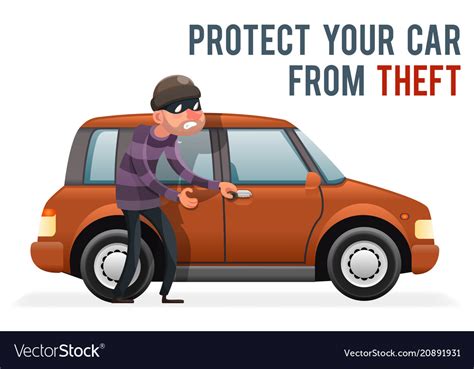 Car Thief Steal Automobile Robber Robbery Purse Vector Image