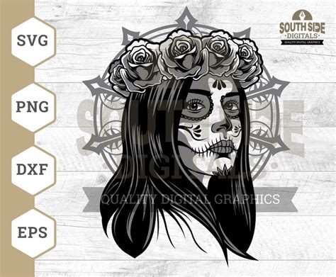 Sugar Skull Girl Svg File Skull Girl Svg Sugar Skull Svg Etsy