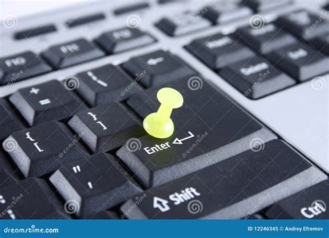 Yellow Pin On Computer Keyboard Stock Image Image Of Keypad