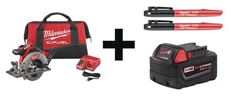 MILWAUKEE Cordless Circular Saw Kit, 6 1/2 in Blade Dia., Left Blade ...