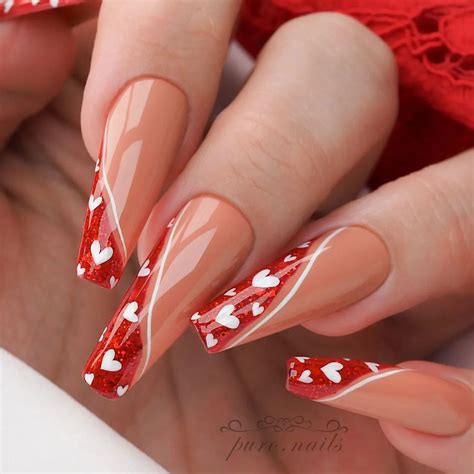 Peach And Red Heart Nails Pictures Photos And Images For Facebook