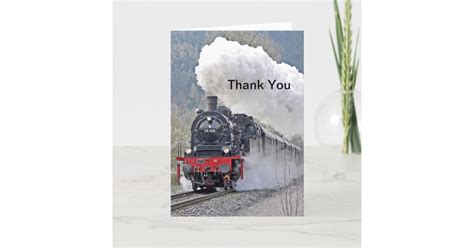 Vintage Train Steam Locomotive Photo Thank You Card Zazzle