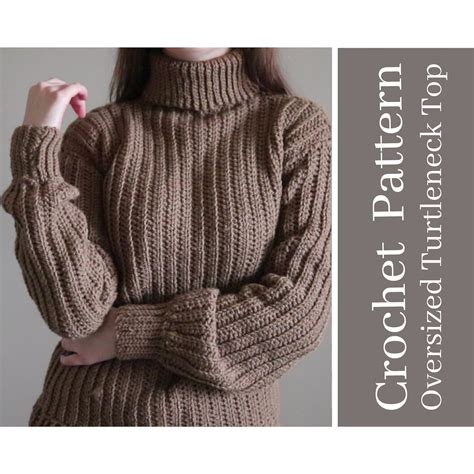 CROCHET PATTERN Oversized Turtleneck Sweater Instant Etsy España