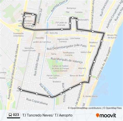 Rota da linha 023 horários paradas e mapas T I Aeroporto T I