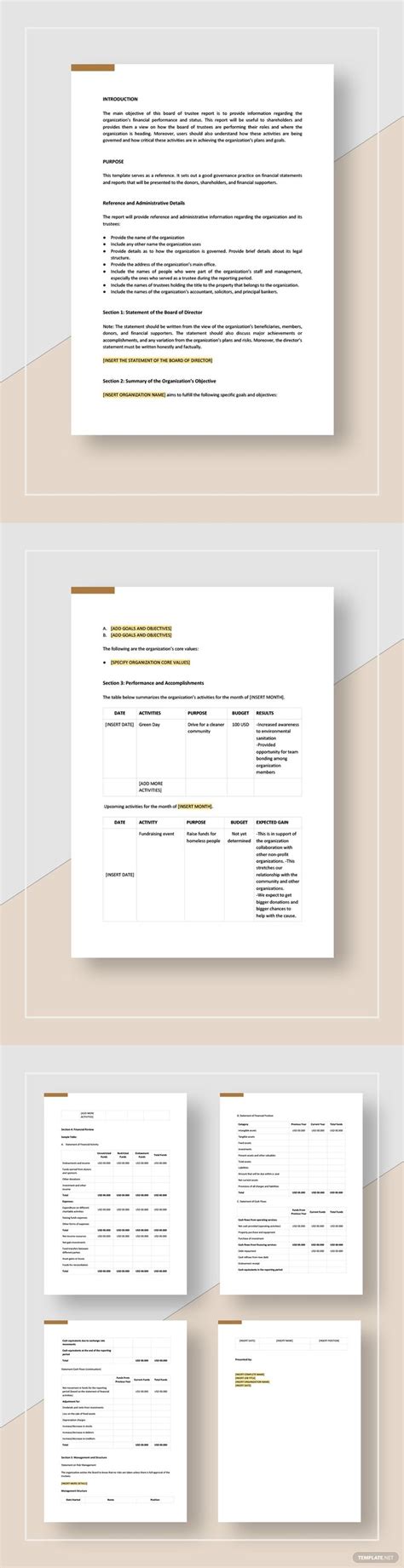 Board Of Trustees Report Template In Report Template Templates