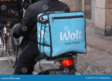 Wolt Food Delivery Man In Danish Capital Copenhagen Denmark Editorial