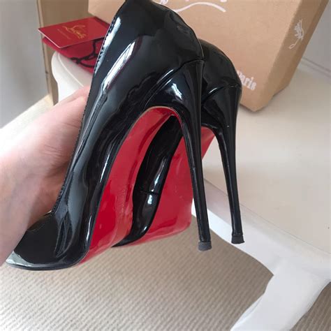 Christian Louboutin red sole black patent so kate... - Depop