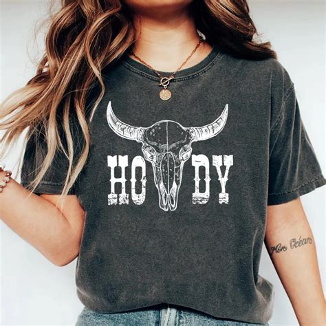 Retro Howdy Shirt Howdy Cow Skull T Shirt Cowgirl Shirts Country Music Cowboy Western Tees