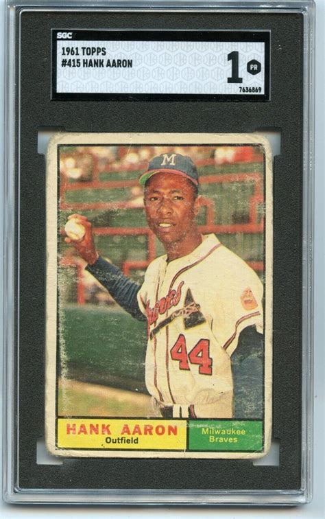 1961 Topps Hank Aaron Milwaukee Braves 415 SGC Graded 1 EBay