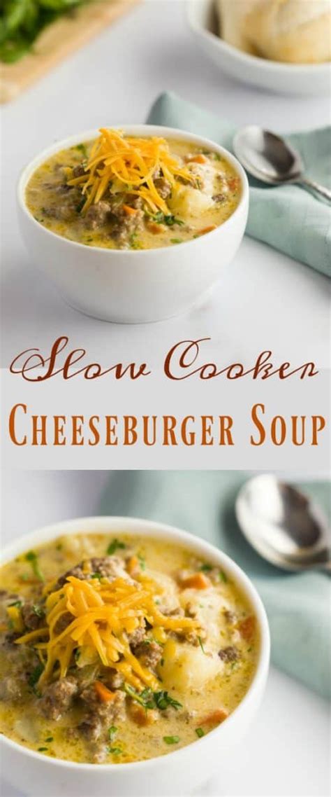 Slow Cooker Cheeseburger Soup The Cozy Cook