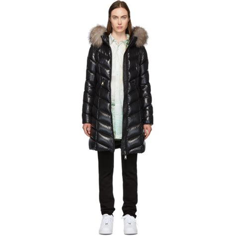 Moncler Black Down And Fur Fulmarus Coat Moncler