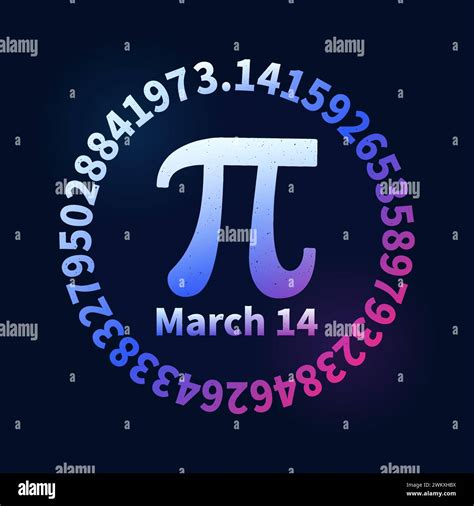 Pi Day March 14 Round Vector Colored Background Pi Digits In Circle