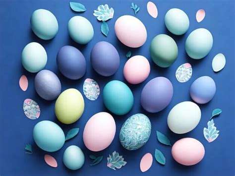 Premium Photo A Blue Background With A Bunch Of Easter Eggs On It