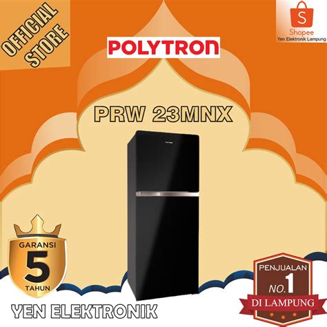 Jual Kulkas POLYTRON PRW 23 MNX 2 Pintu Belleza Jumbo Tempered Glass