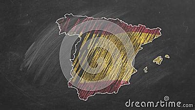 Spain Chalk Drawn And Animated Map With Flag Stock Footage Video Of