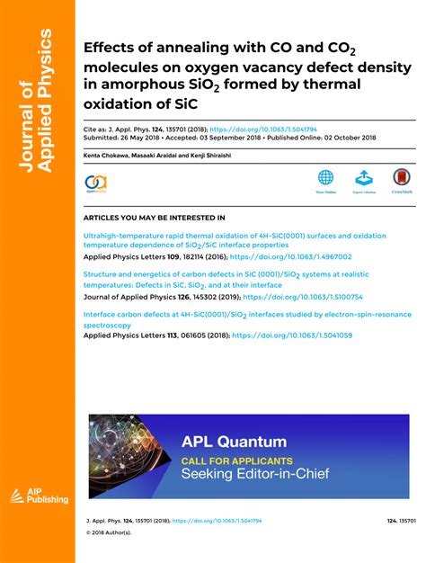 PDF Effects Of Annealing With CO And CO 2 Molecules On Oxygen Vacancy